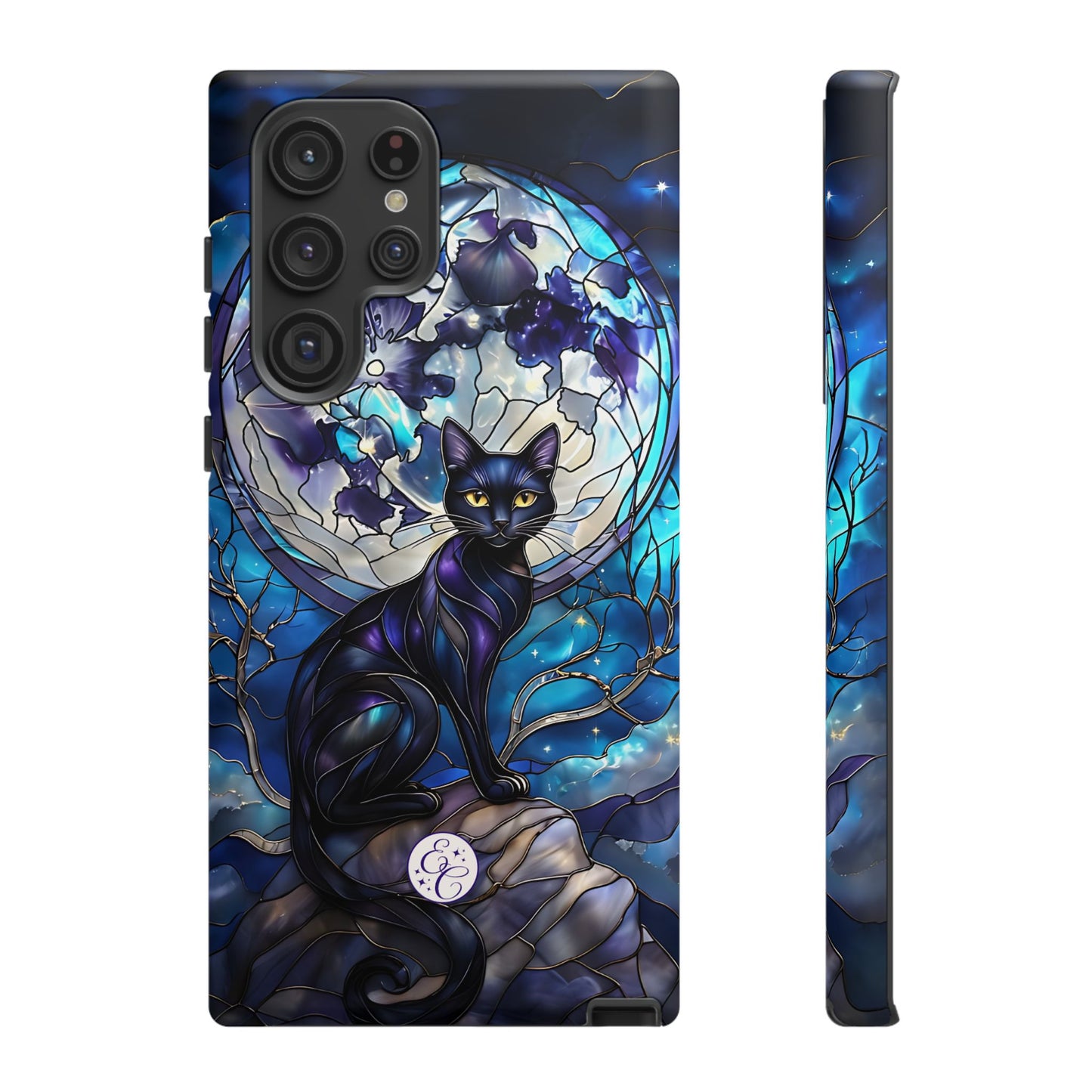 Stained Glass Black Cat Tough Phone Case