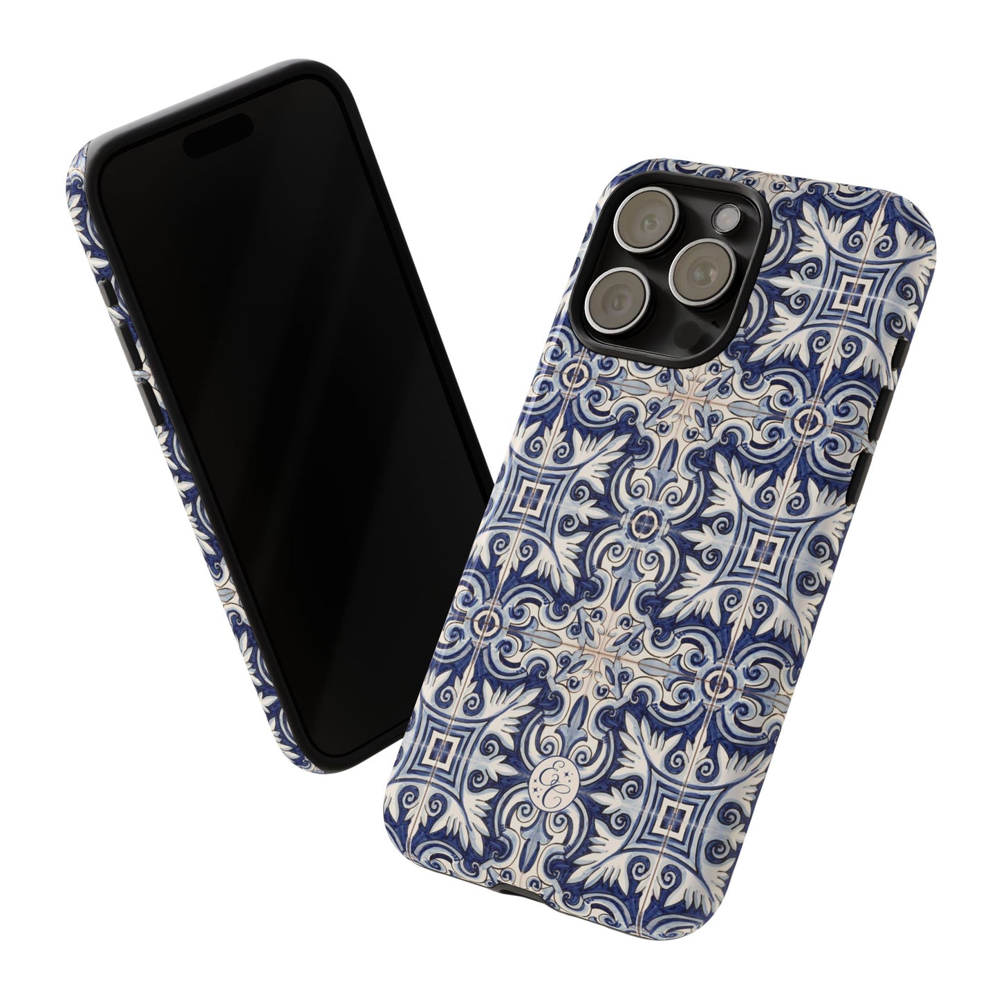 Mediterranean Floral Ceramic Pattern Tough Phone Case