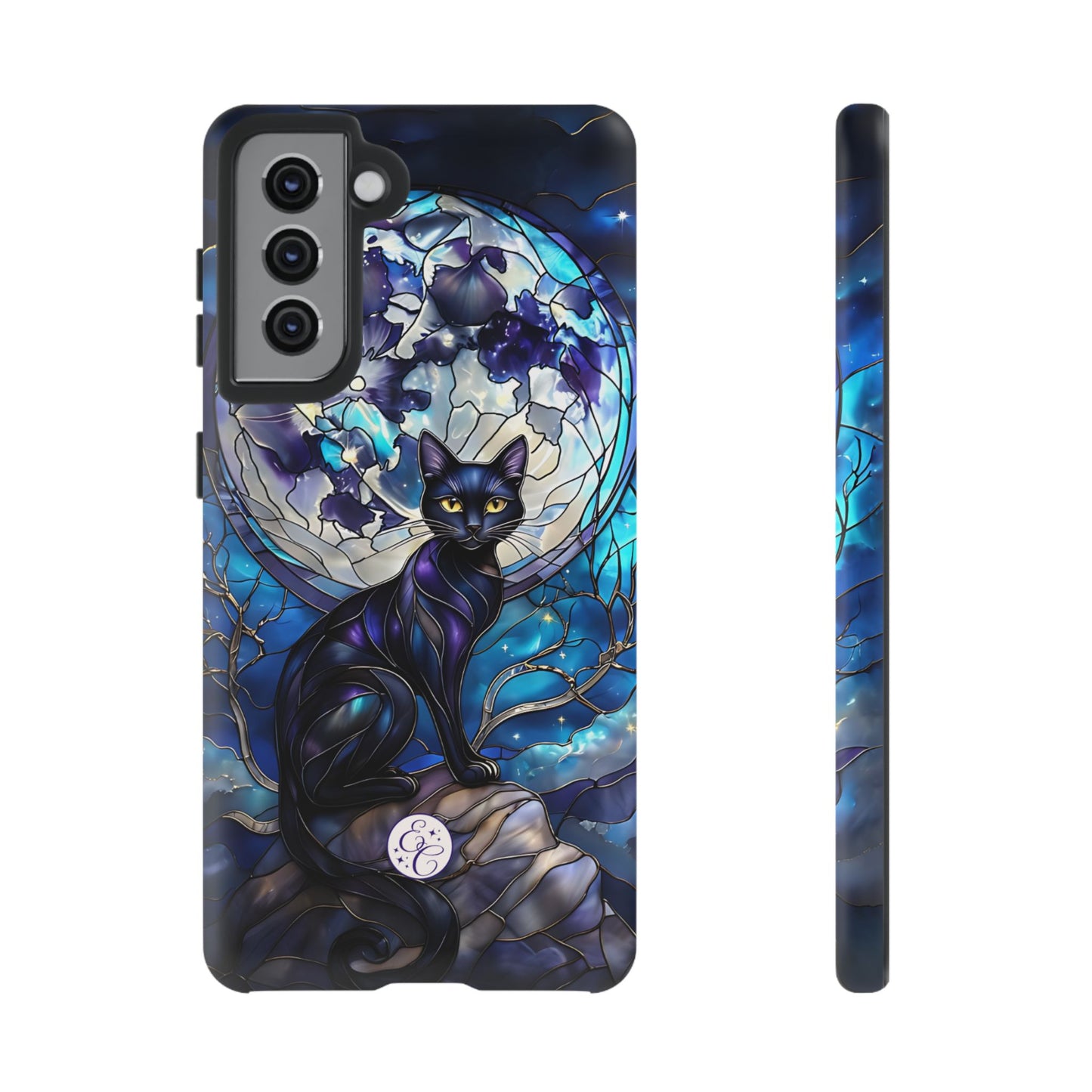 Stained Glass Black Cat Tough Phone Case