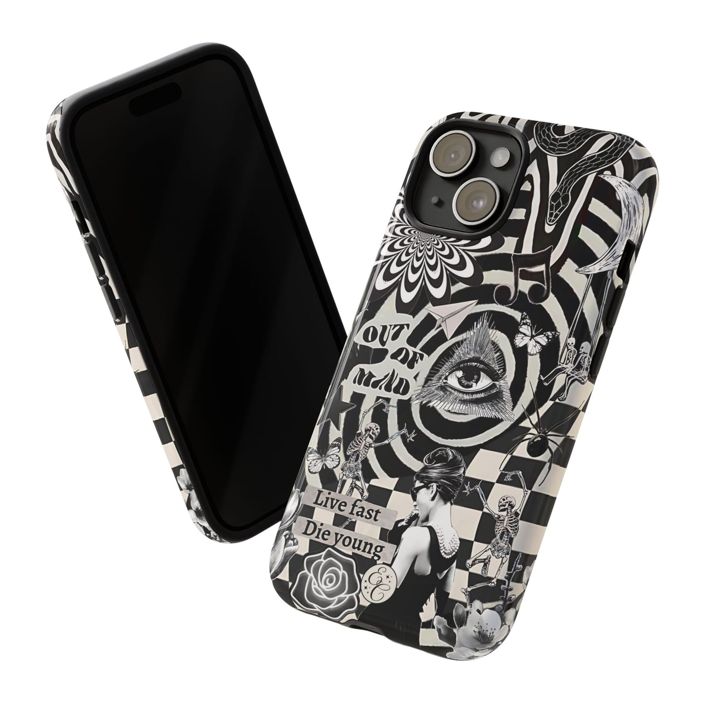 Black and White Psychedelic Art Tough Phone Case