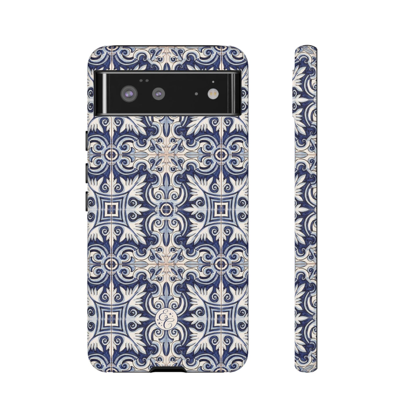 Mediterranean Floral Ceramic Pattern Tough Phone Case