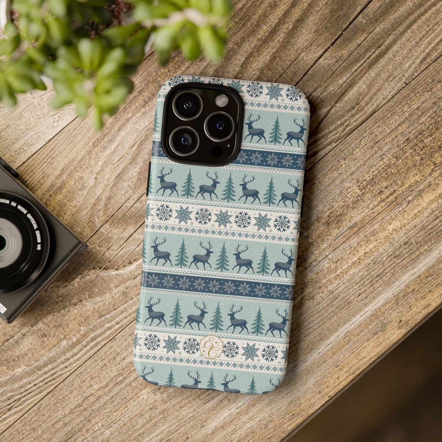 Blue Winter Reindeer Tough Phone Case