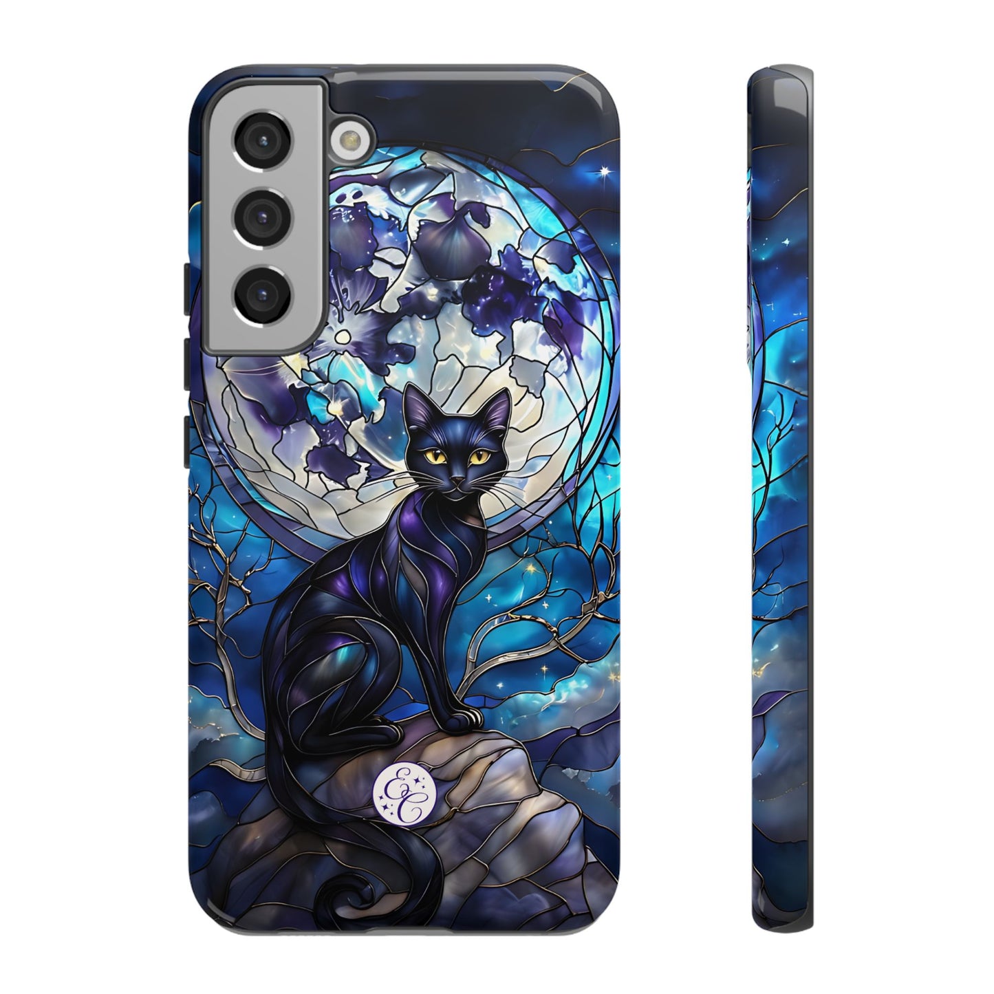 Stained Glass Black Cat Tough Phone Case