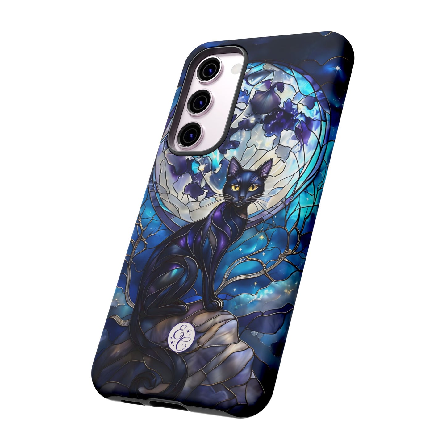 Stained Glass Black Cat Tough Phone Case