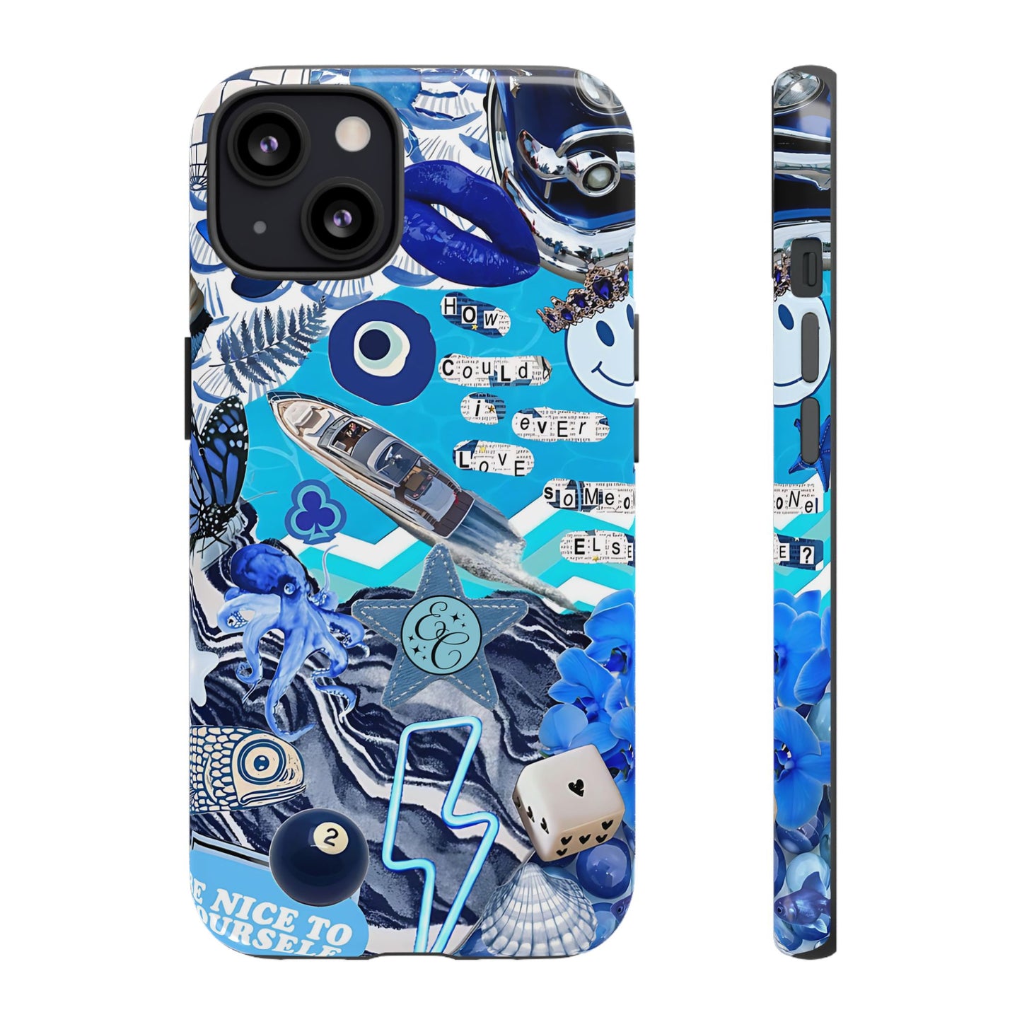 Eclectic Blue Collage Tough Phone Case