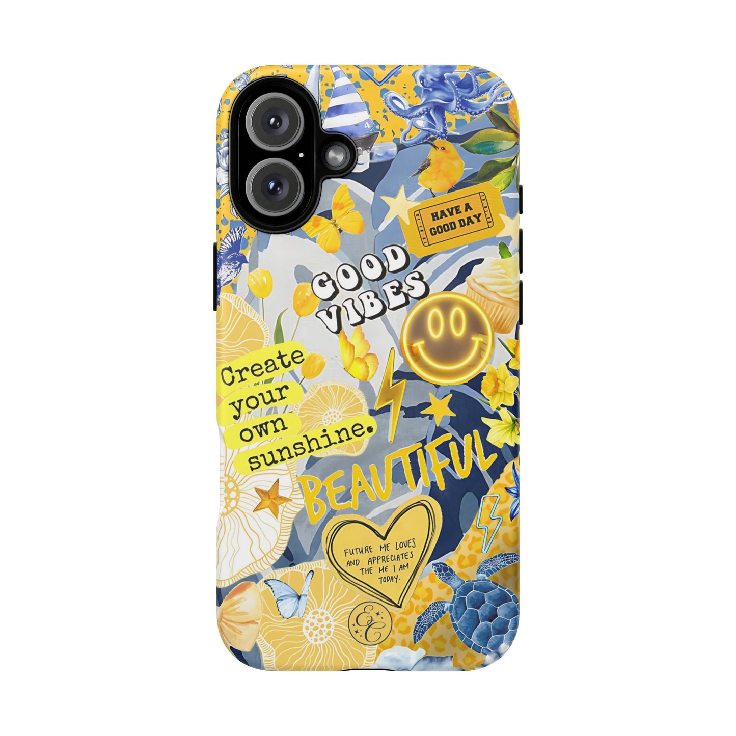 Yellow and Blue Collage Tough Phone Case