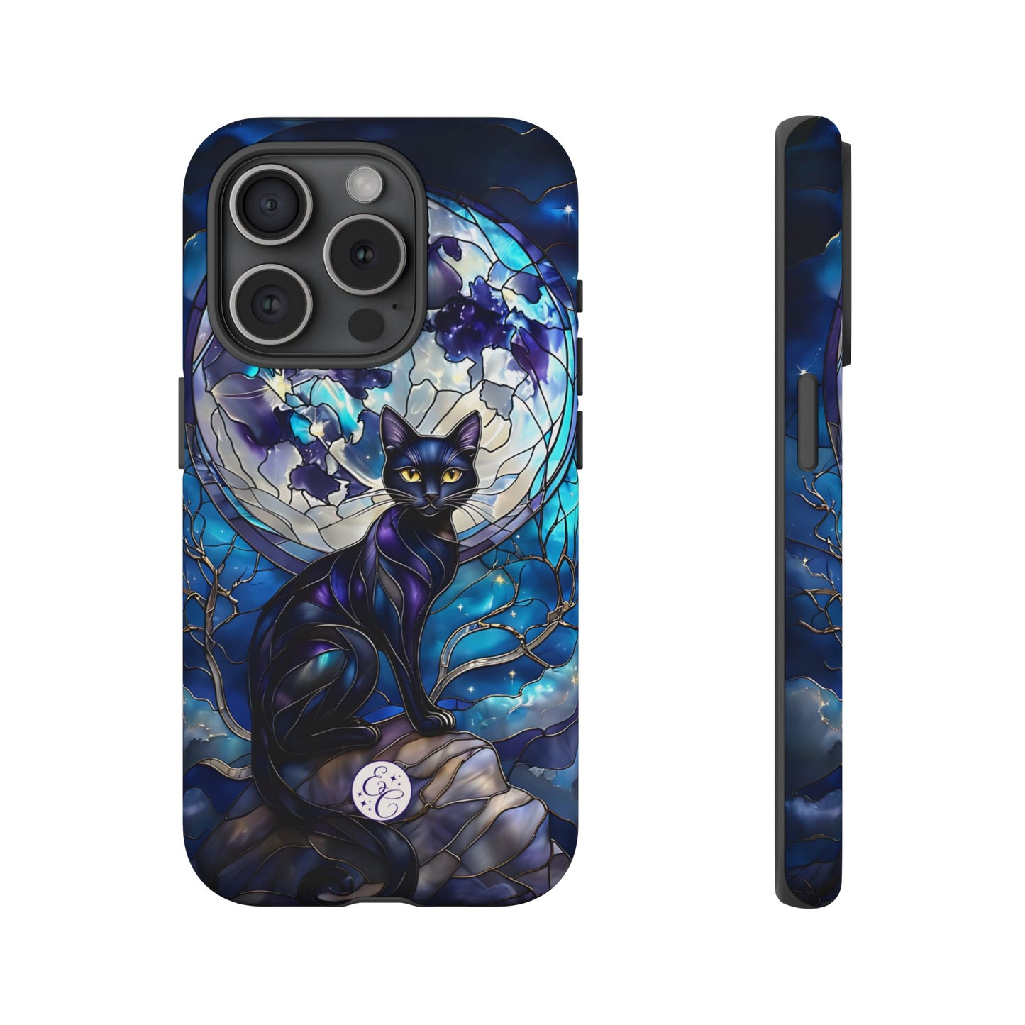 Stained Glass Black Cat Tough Phone Case