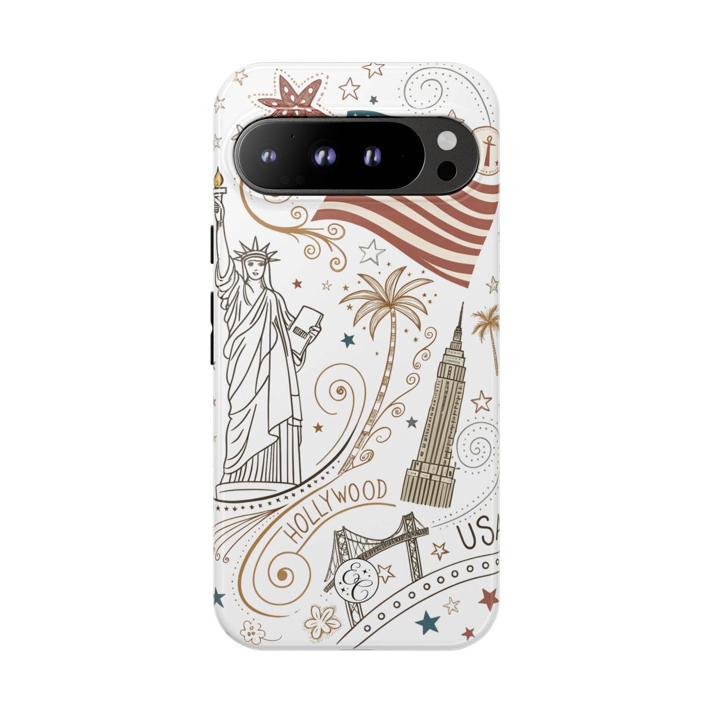 USA Landmarks Boho Doodle Tough Phone Case