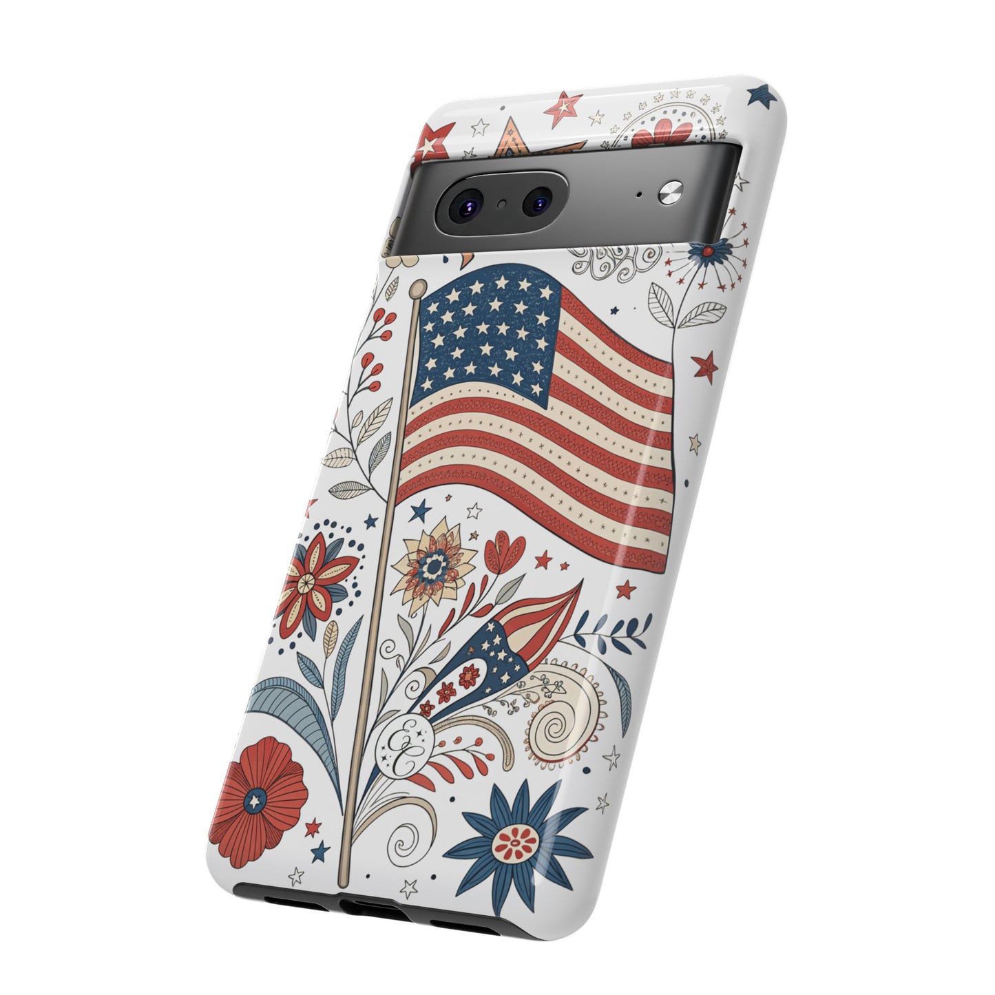 Boho USA Flag Floral Tough Phone Case
