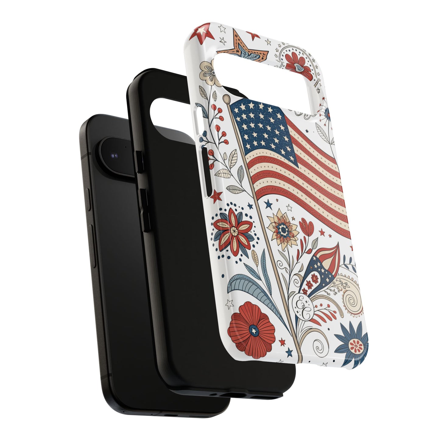 Boho USA Flag Floral Tough Phone Case
