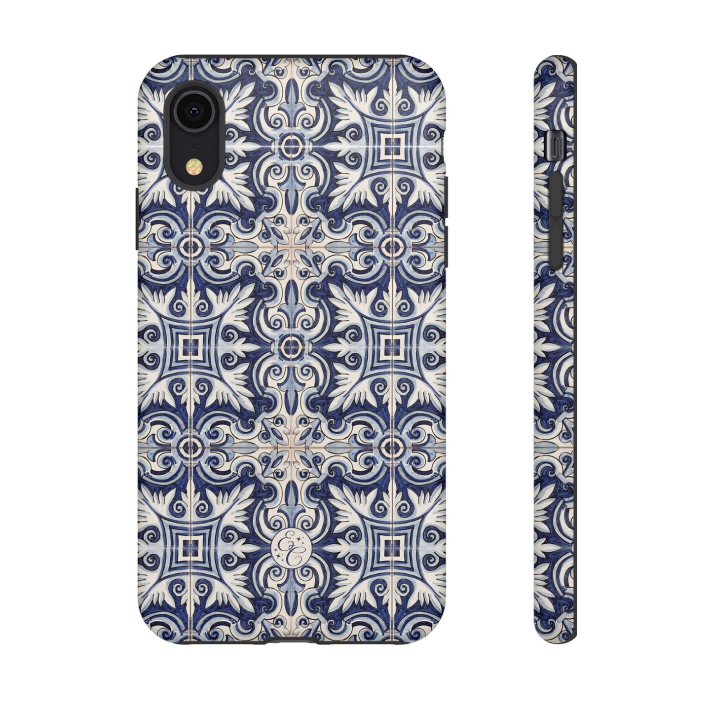Mediterranean Floral Ceramic Pattern Tough Phone Case