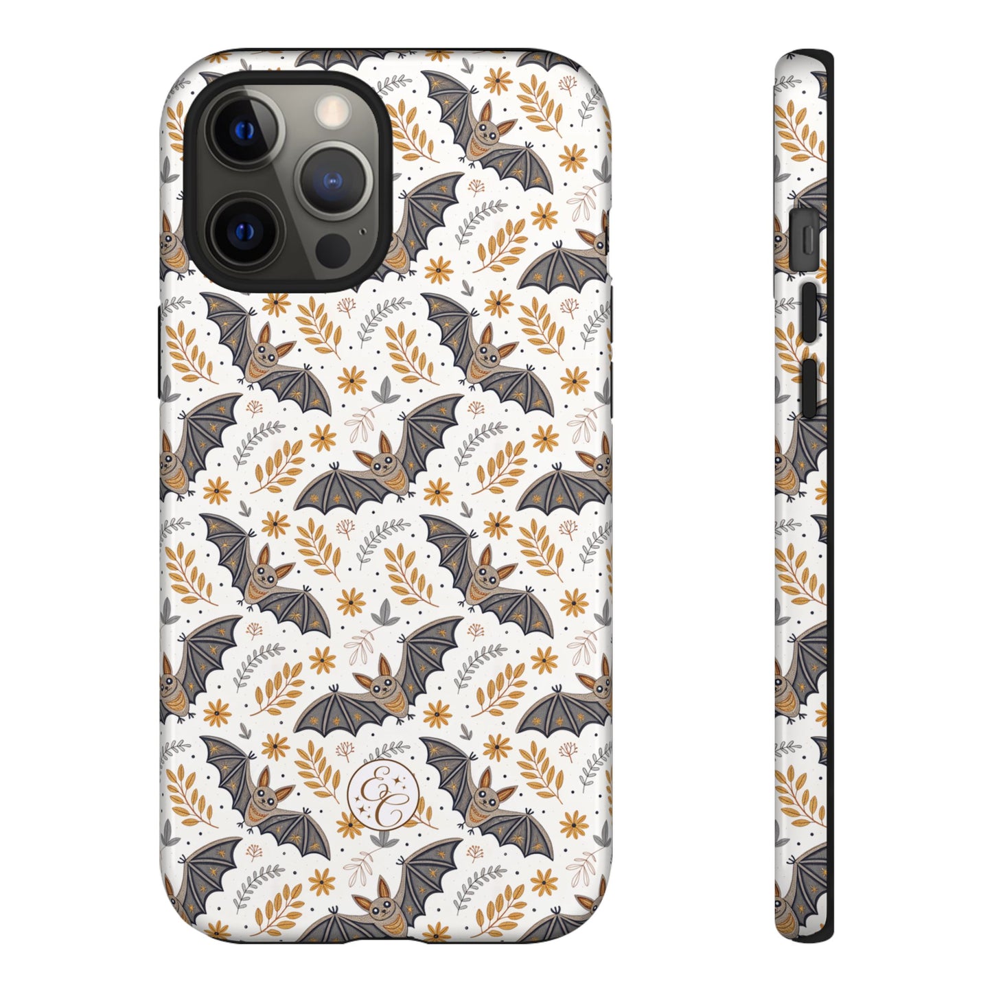 Boho Halloween Bat Pattern Tough Phone Case