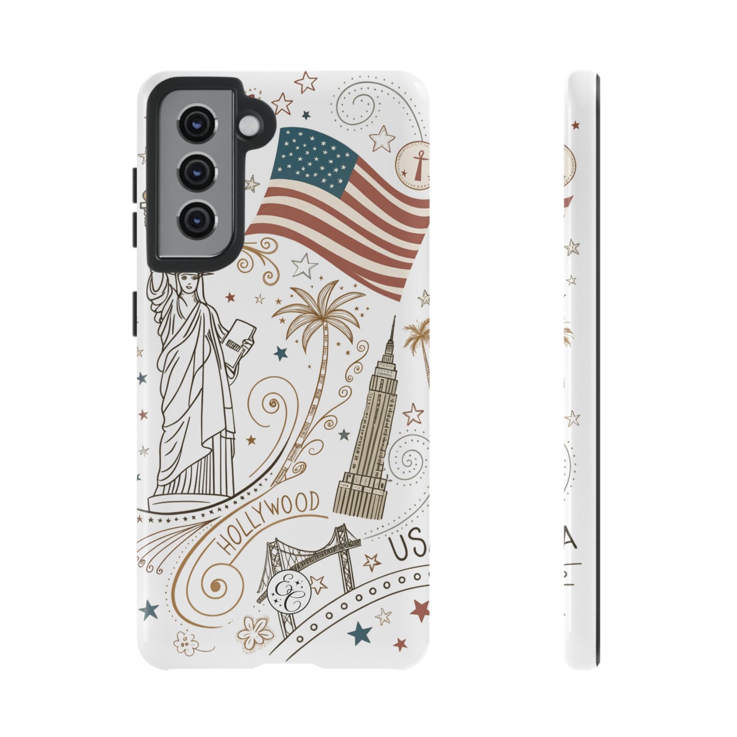 USA Landmarks Boho Doodle Tough Phone Case