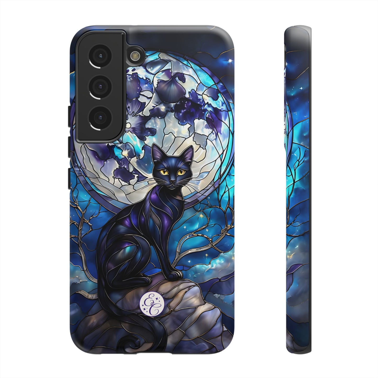 Stained Glass Black Cat Tough Phone Case