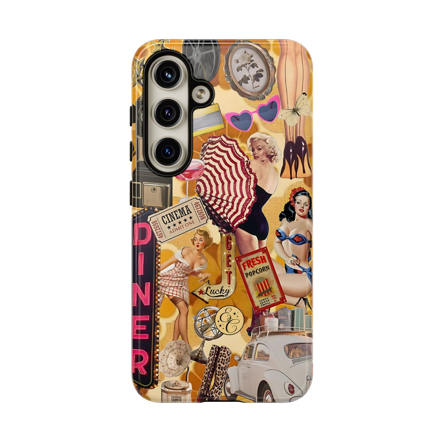 Retro Pin-up Collage Tough Phone Case