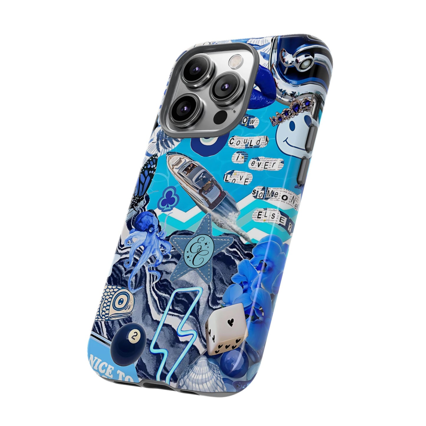 Eclectic Blue Collage Tough Phone Case