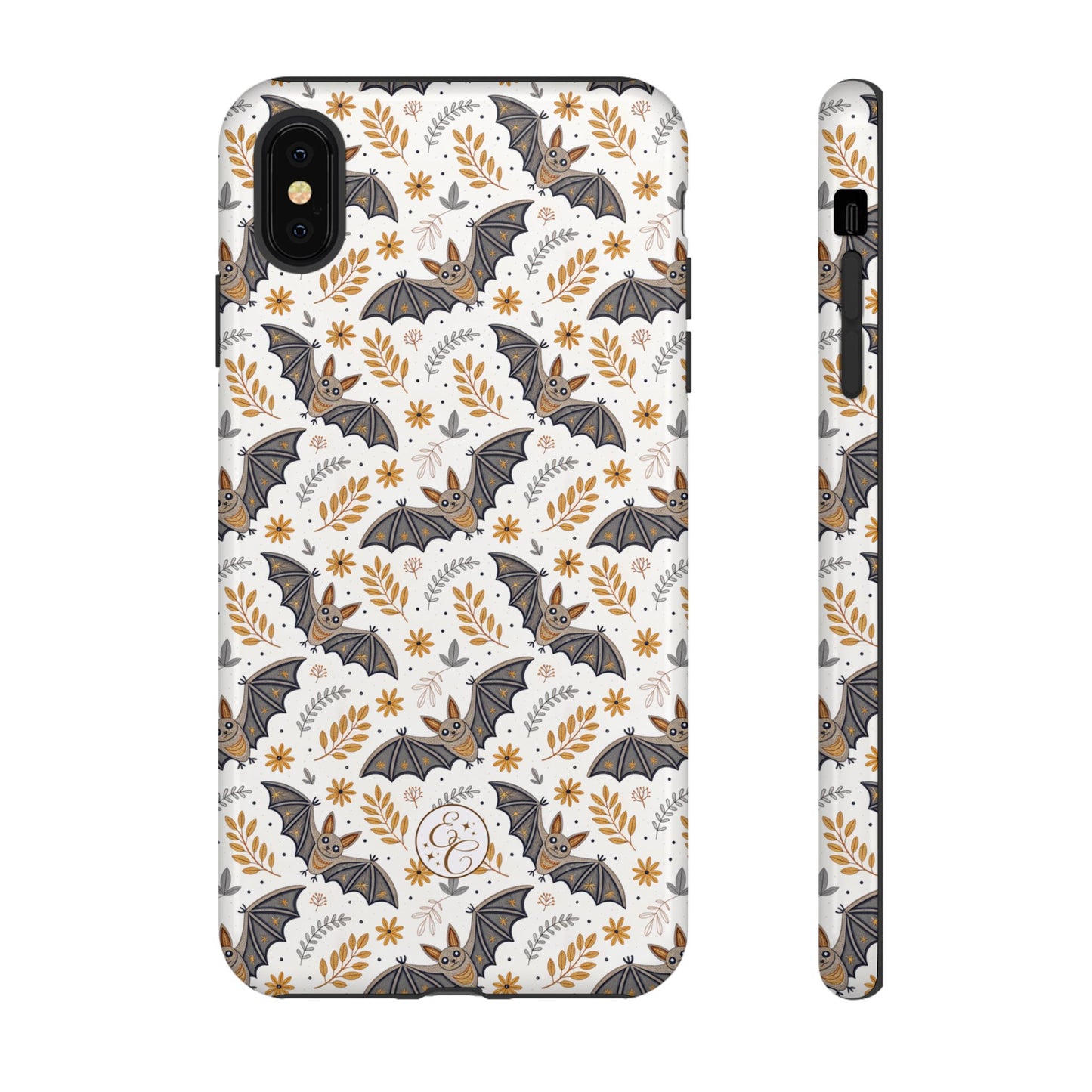 Boho Halloween Bat Pattern Tough Phone Case