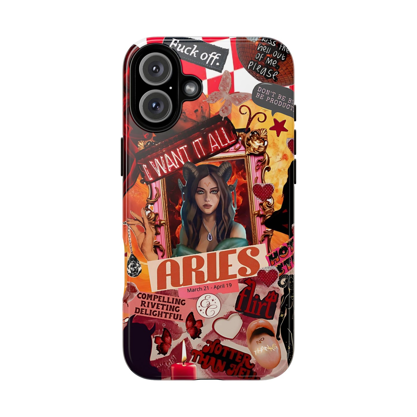 Aries Vintage Zodiac Collage Tough Phone Case