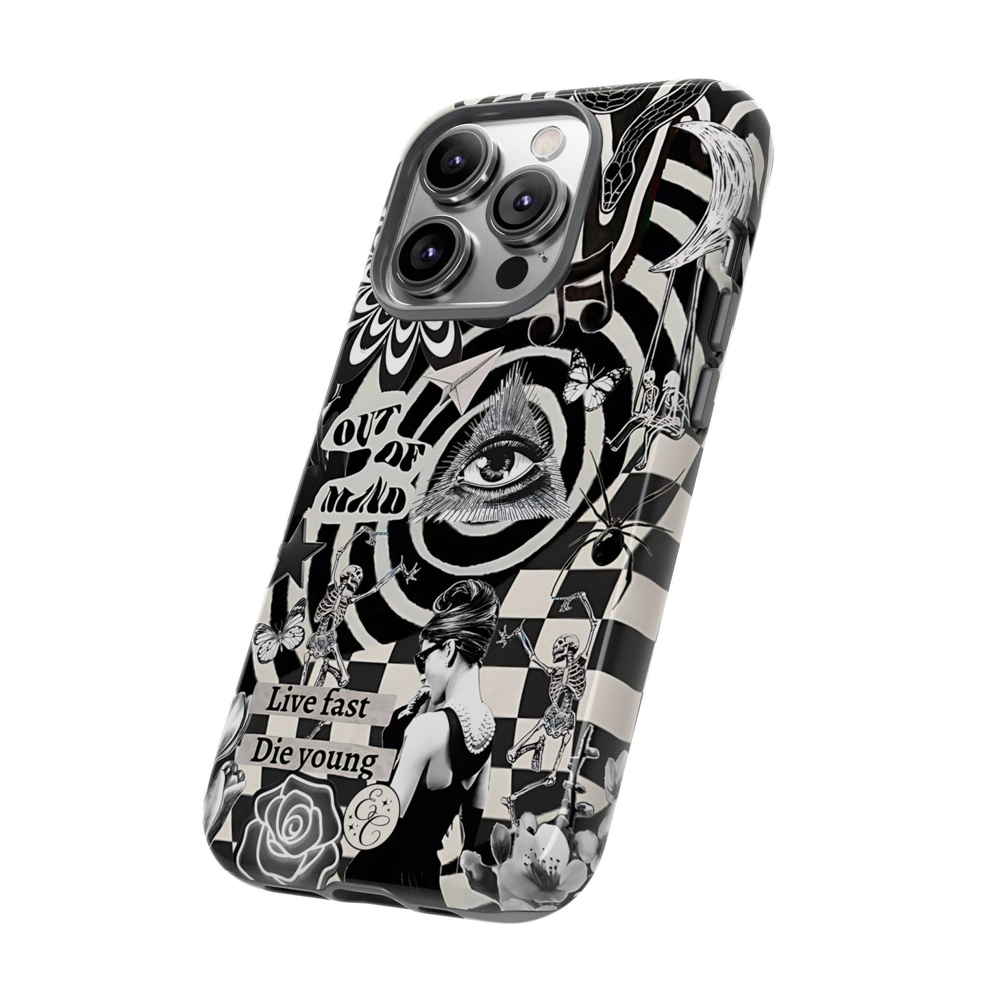 Black and White Psychedelic Art Tough Phone Case