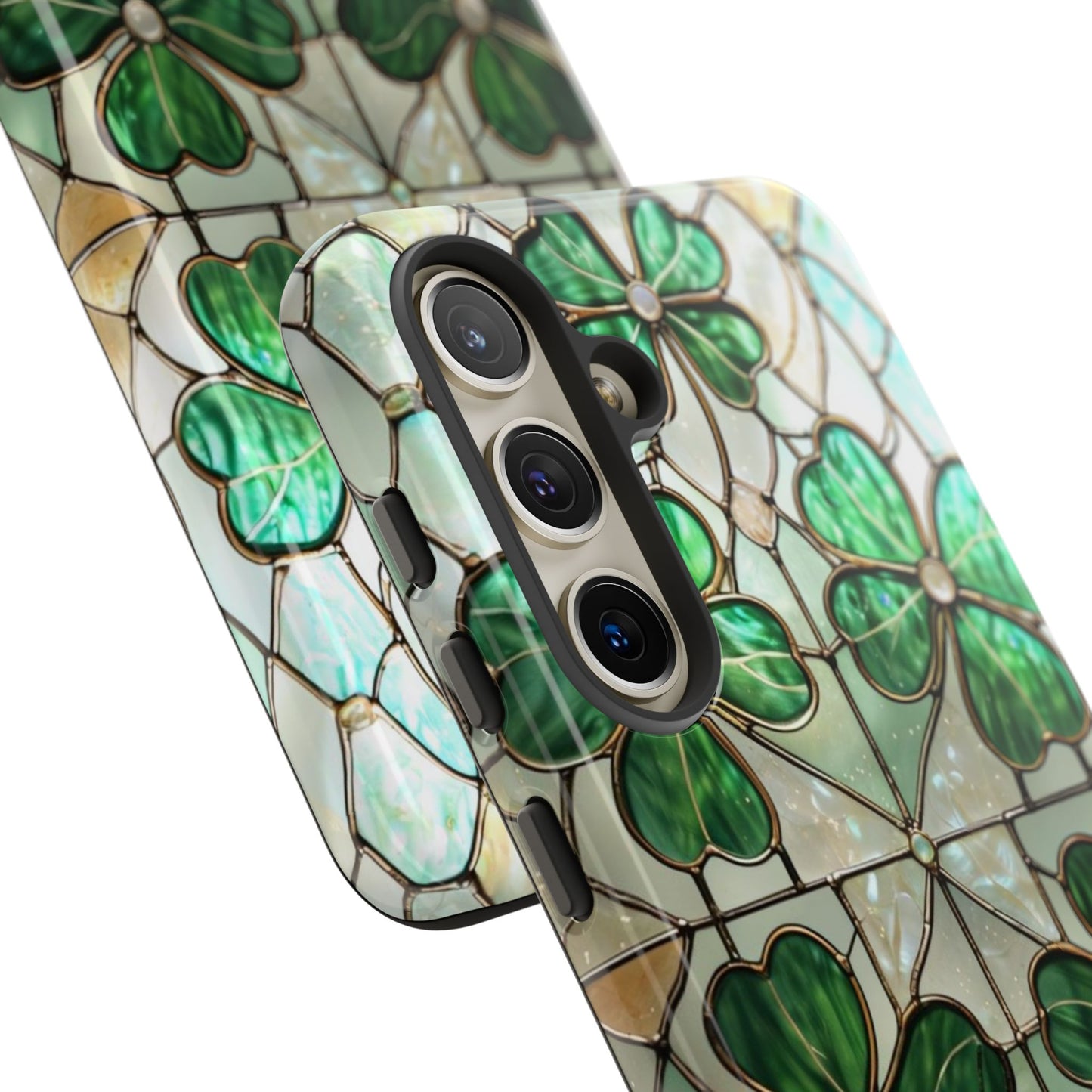 Lucky Clover Stained Glass Pattern Tough Phone Case