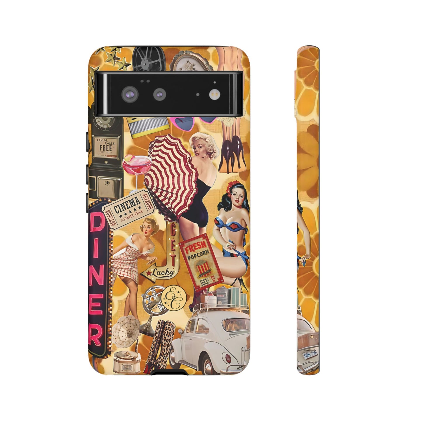 Retro Pin-up Collage Tough Phone Case