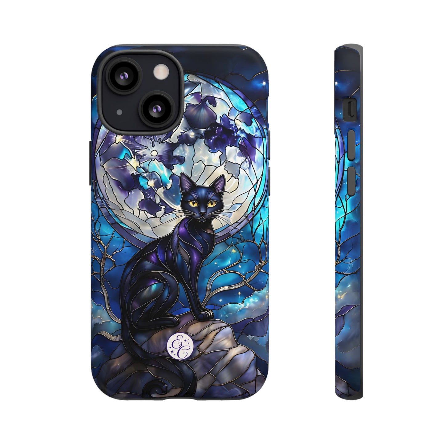 Stained Glass Black Cat Tough Phone Case