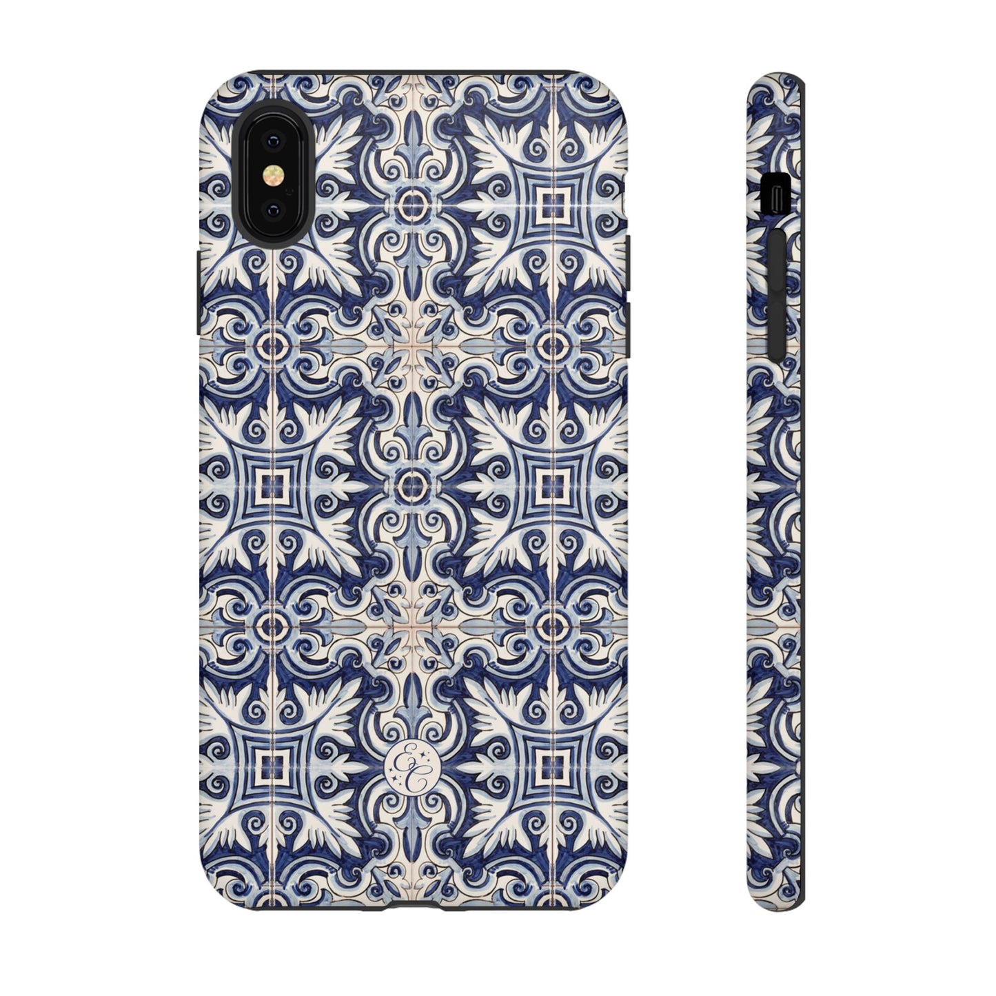 Mediterranean Floral Ceramic Pattern Tough Phone Case