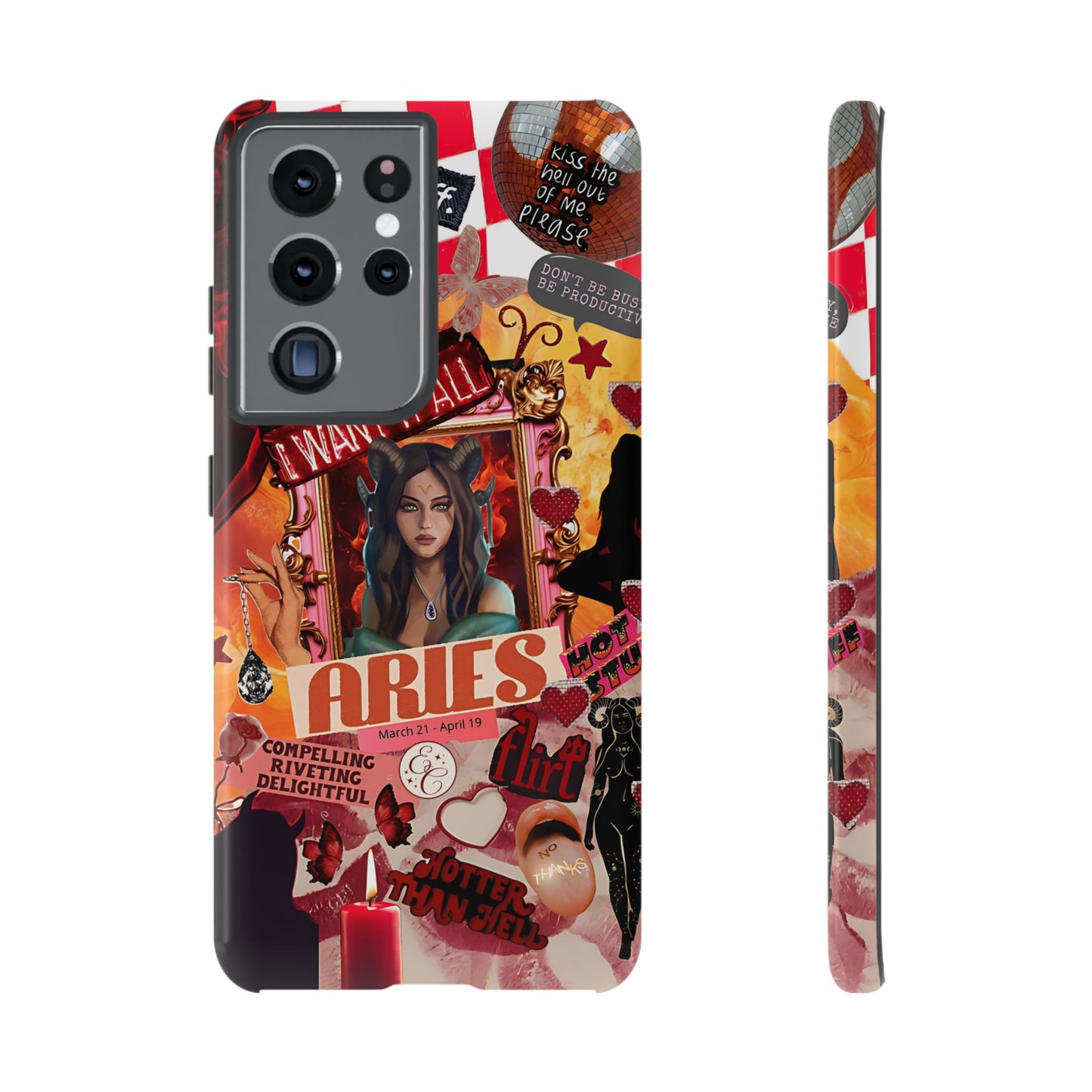 Aries Vintage Zodiac Collage Tough Phone Case