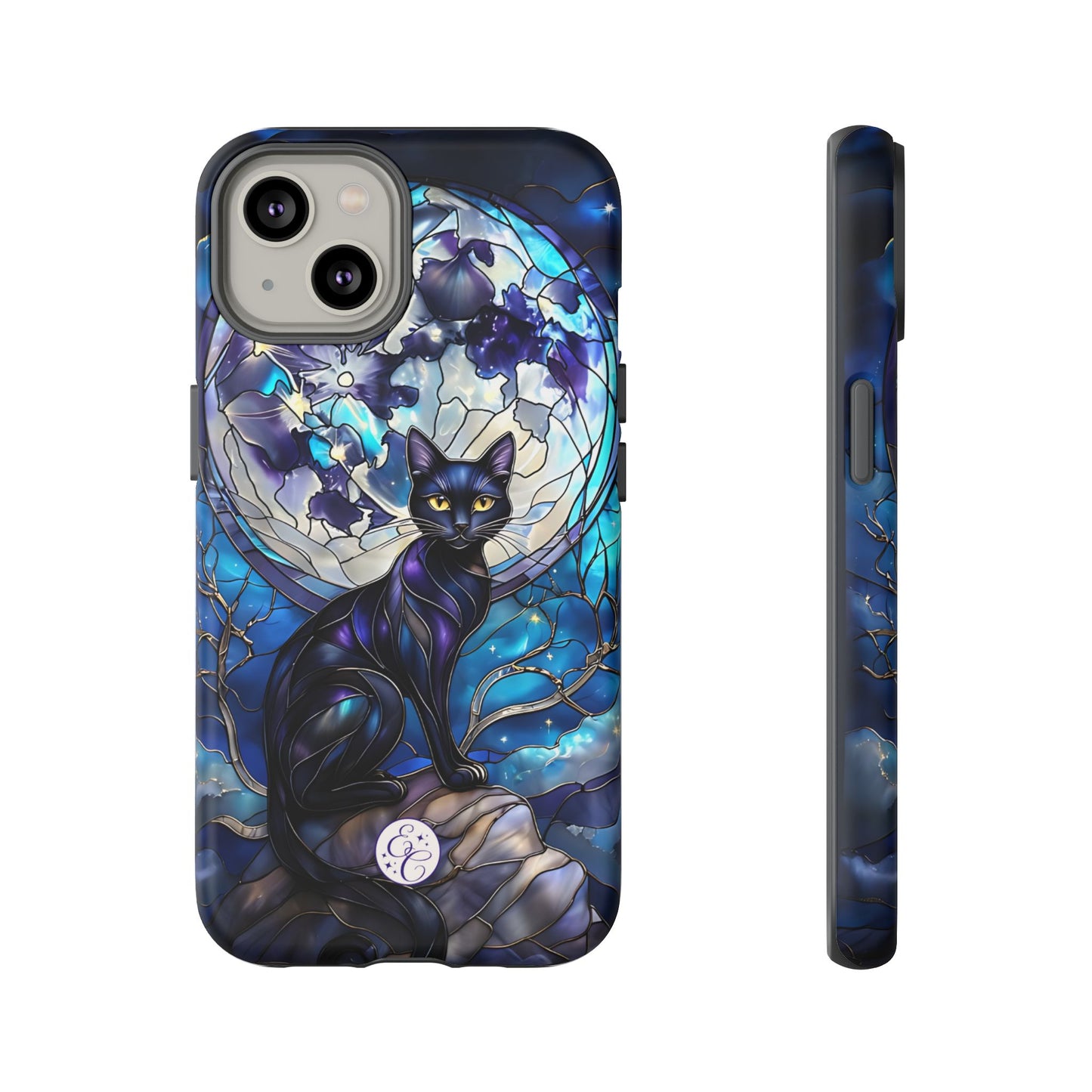 Stained Glass Black Cat Tough Phone Case