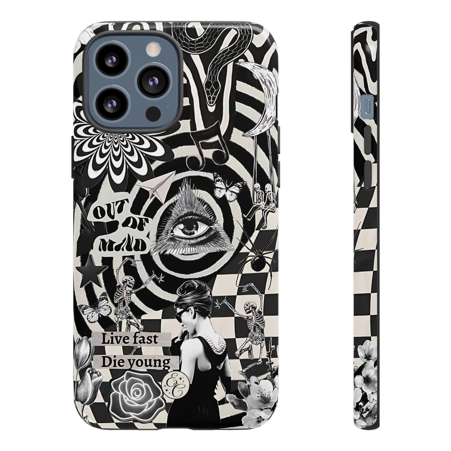 Black and White Psychedelic Art Tough Phone Case