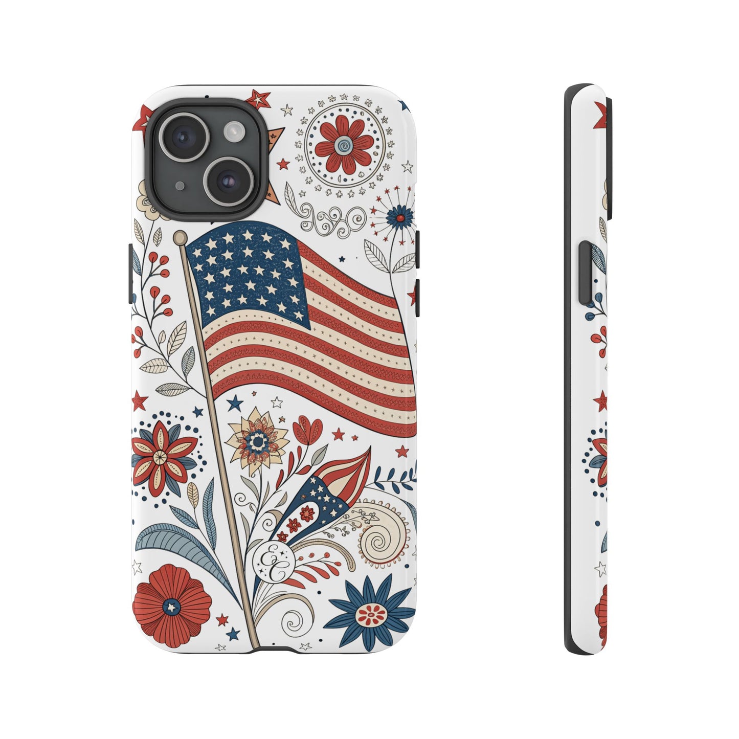 Boho USA Flag Floral Tough Phone Case