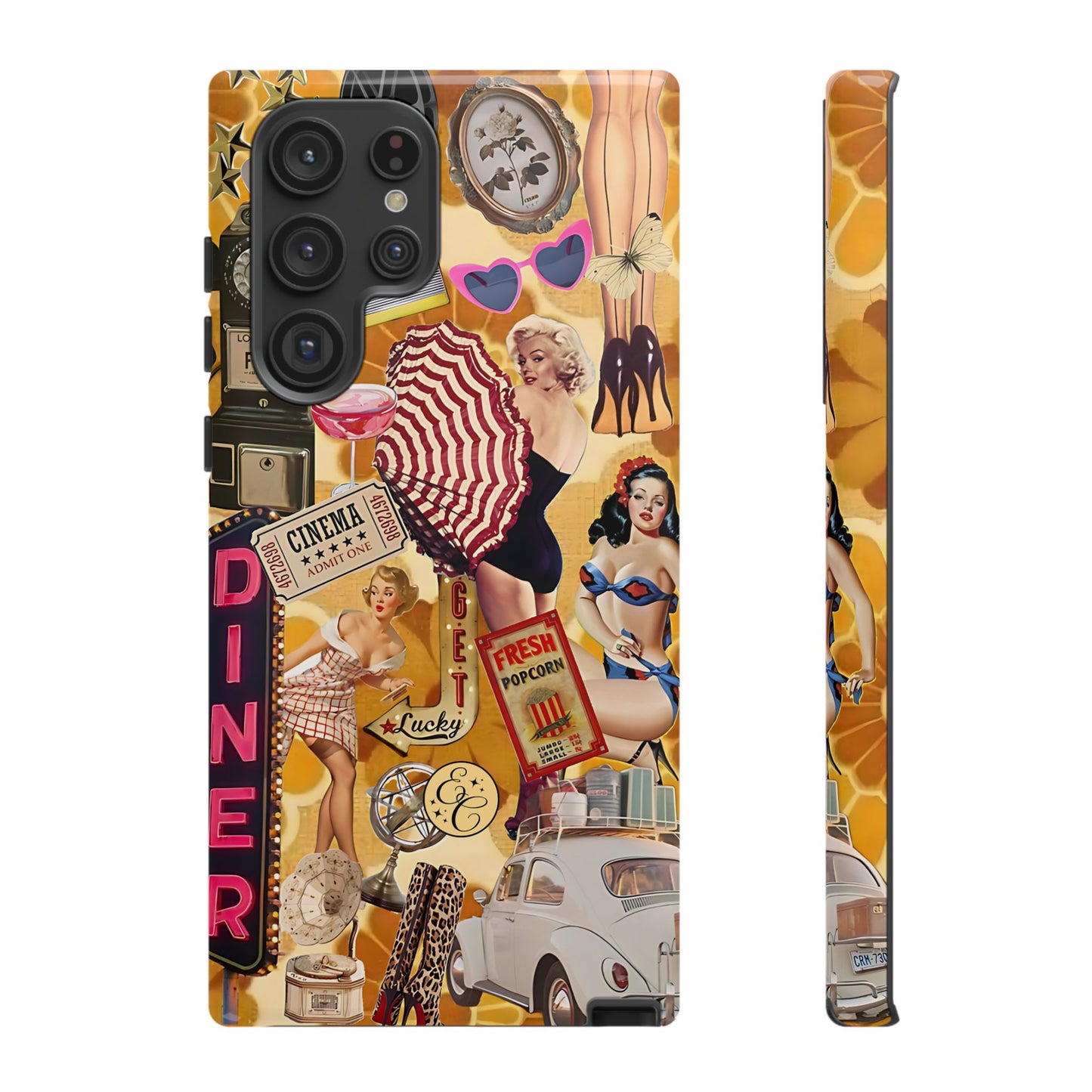 Retro Pin-up Collage Tough Phone Case