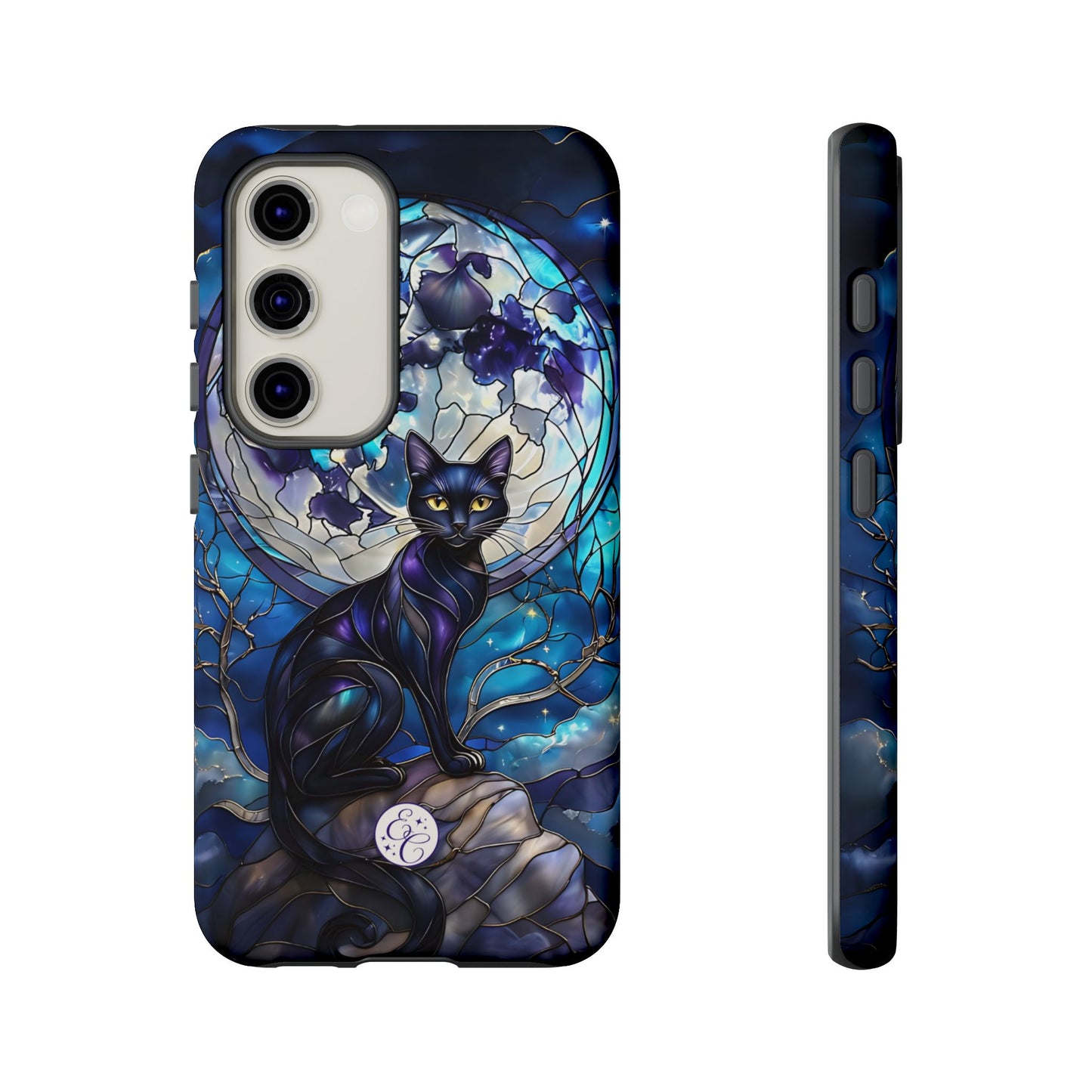 Stained Glass Black Cat Tough Phone Case