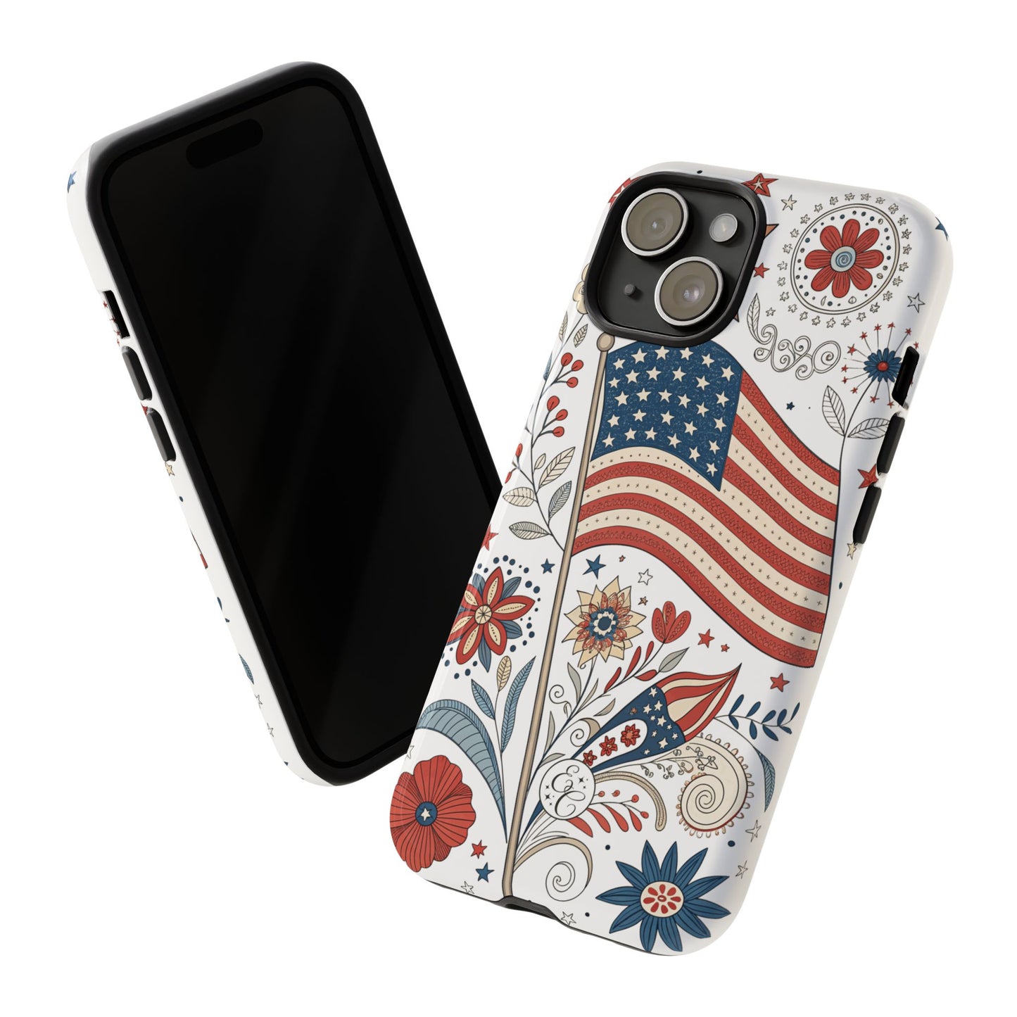 Boho USA Flag Floral Tough Phone Case