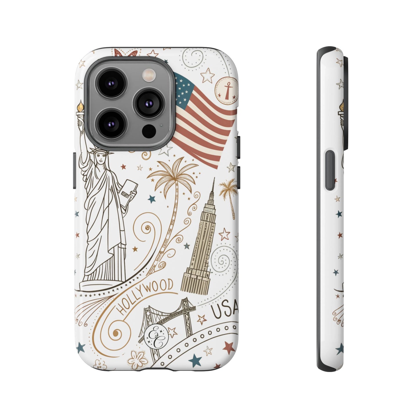 USA Landmarks Boho Doodle Tough Phone Case
