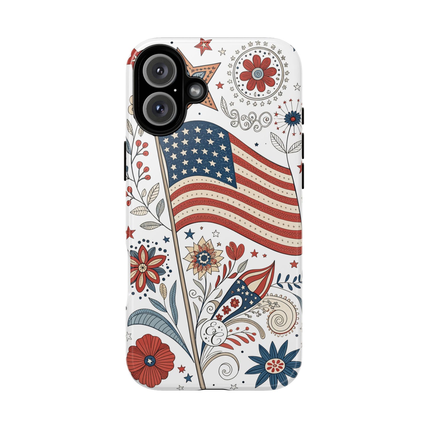 Boho USA Flag Floral Tough Phone Case