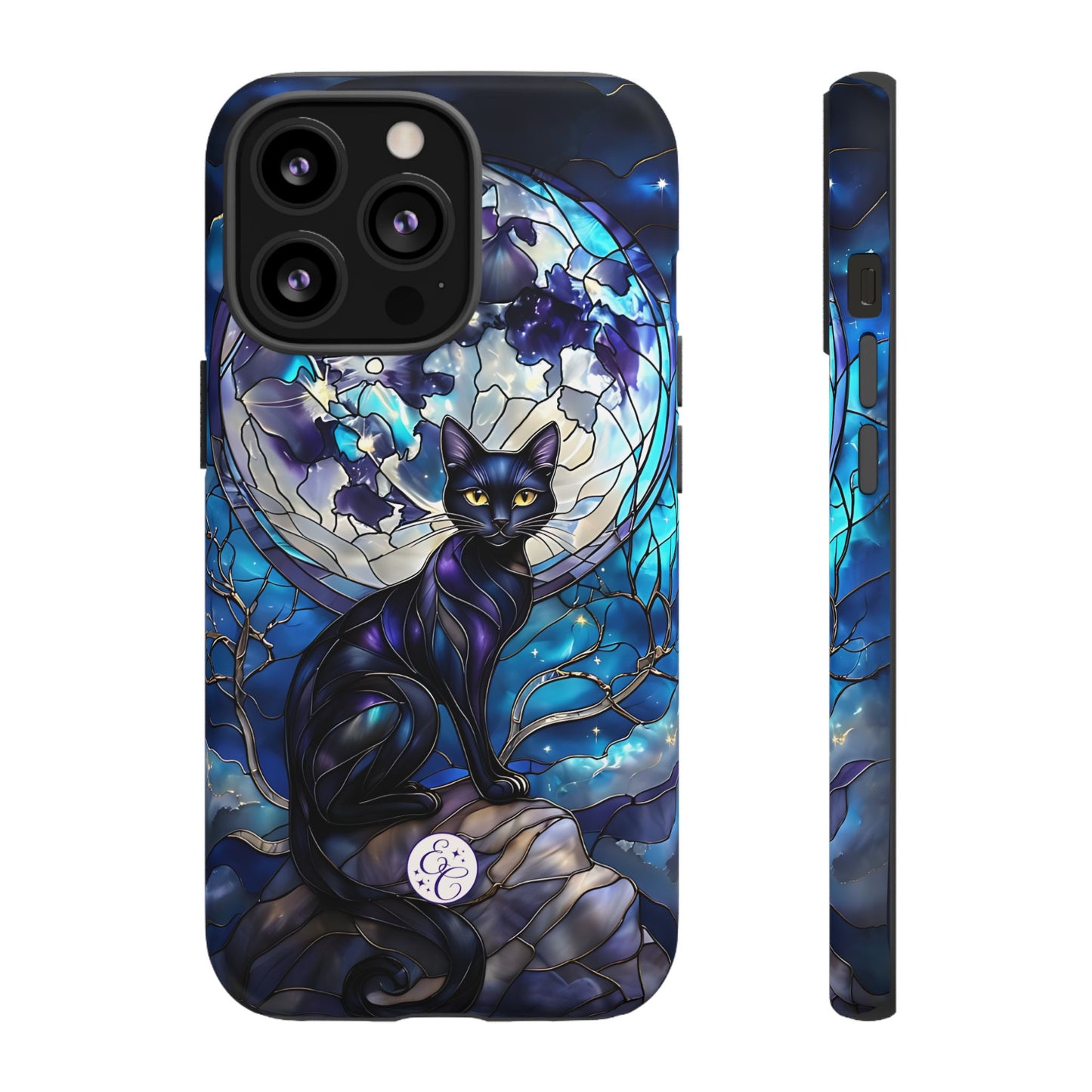Stained Glass Black Cat Tough Phone Case
