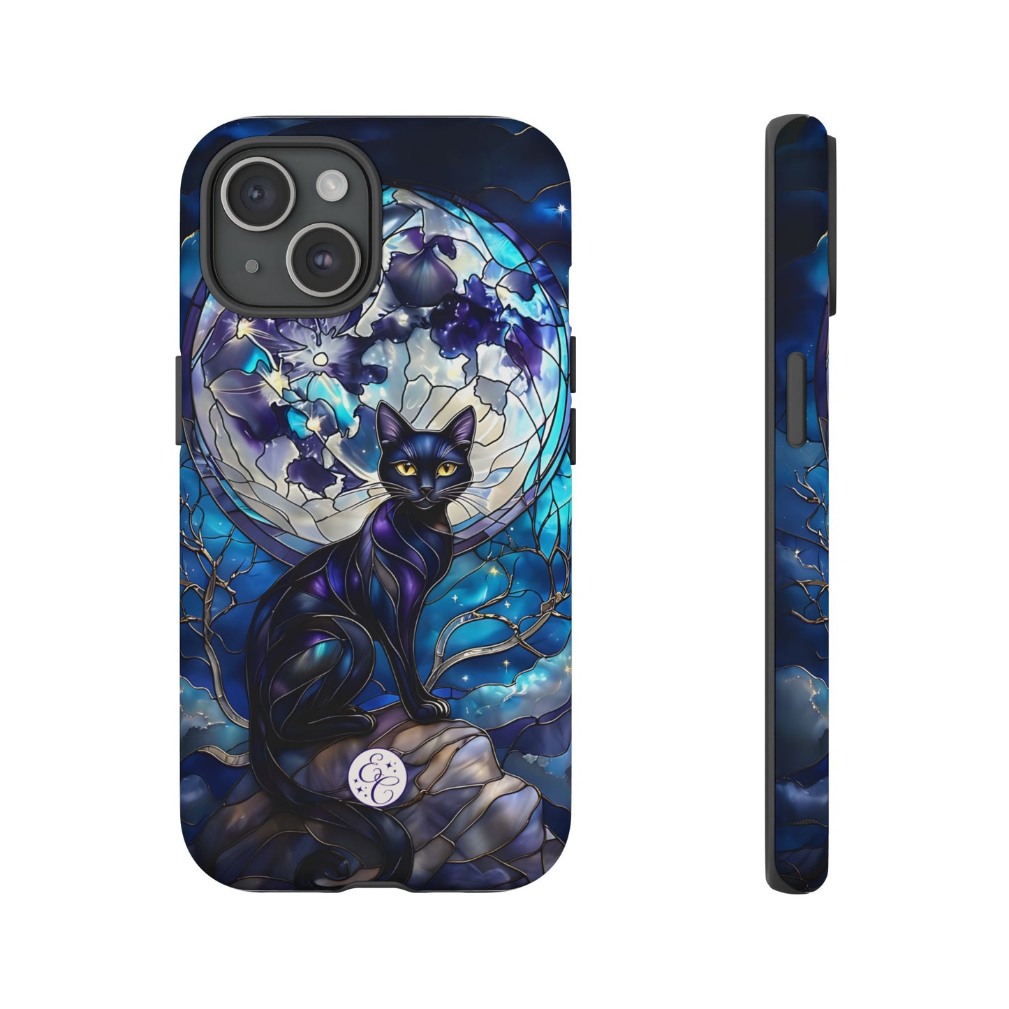 Stained Glass Black Cat Tough Phone Case