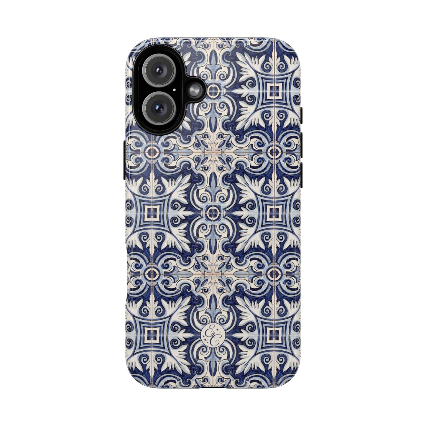 Mediterranean Floral Ceramic Pattern Tough Phone Case