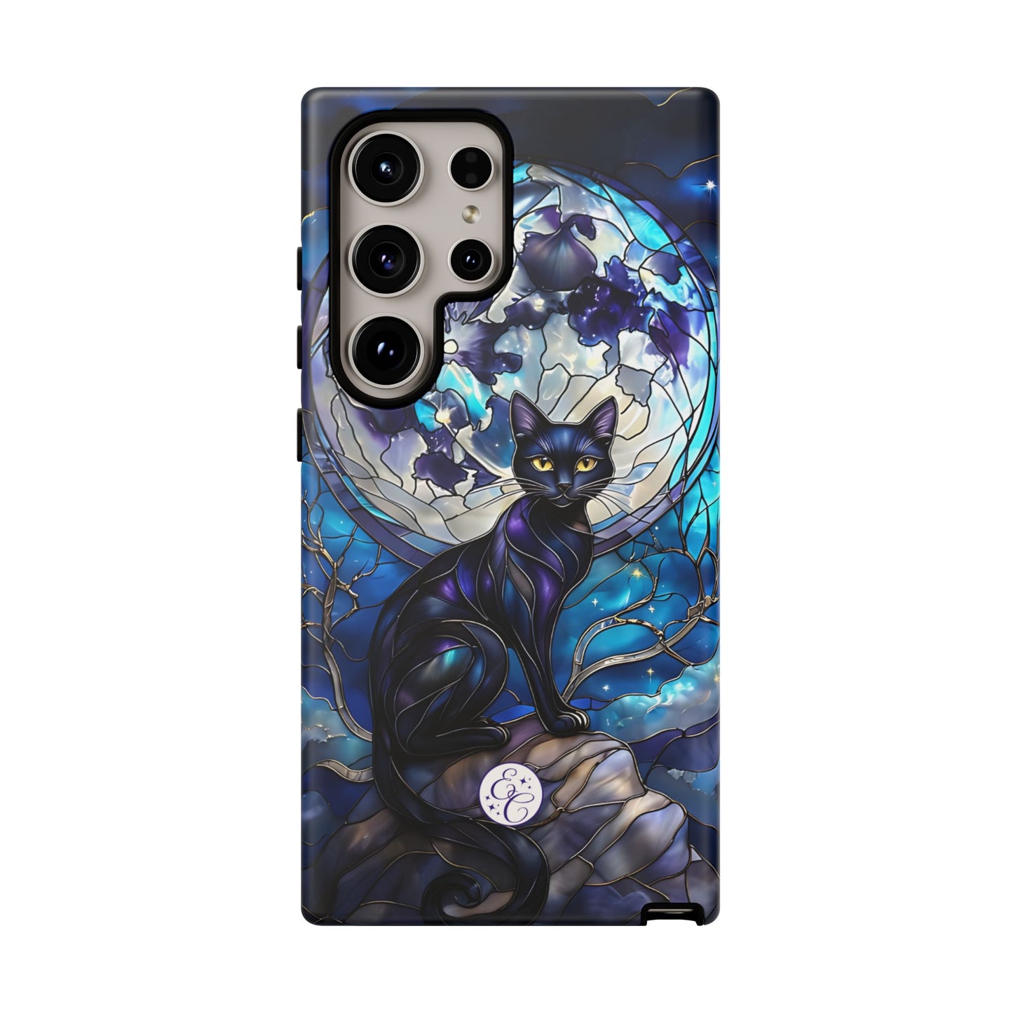 Stained Glass Black Cat Tough Phone Case