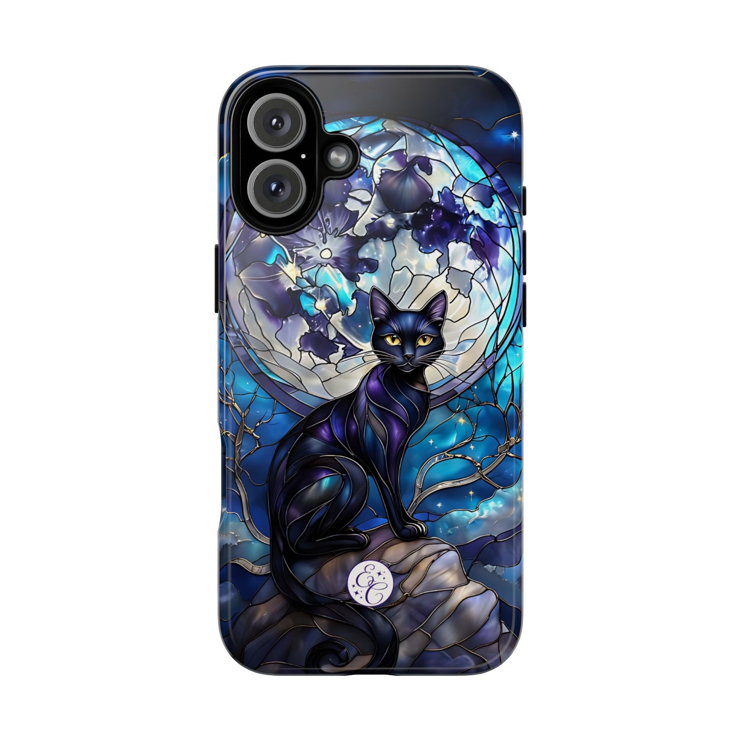 Stained Glass Black Cat Tough Phone Case