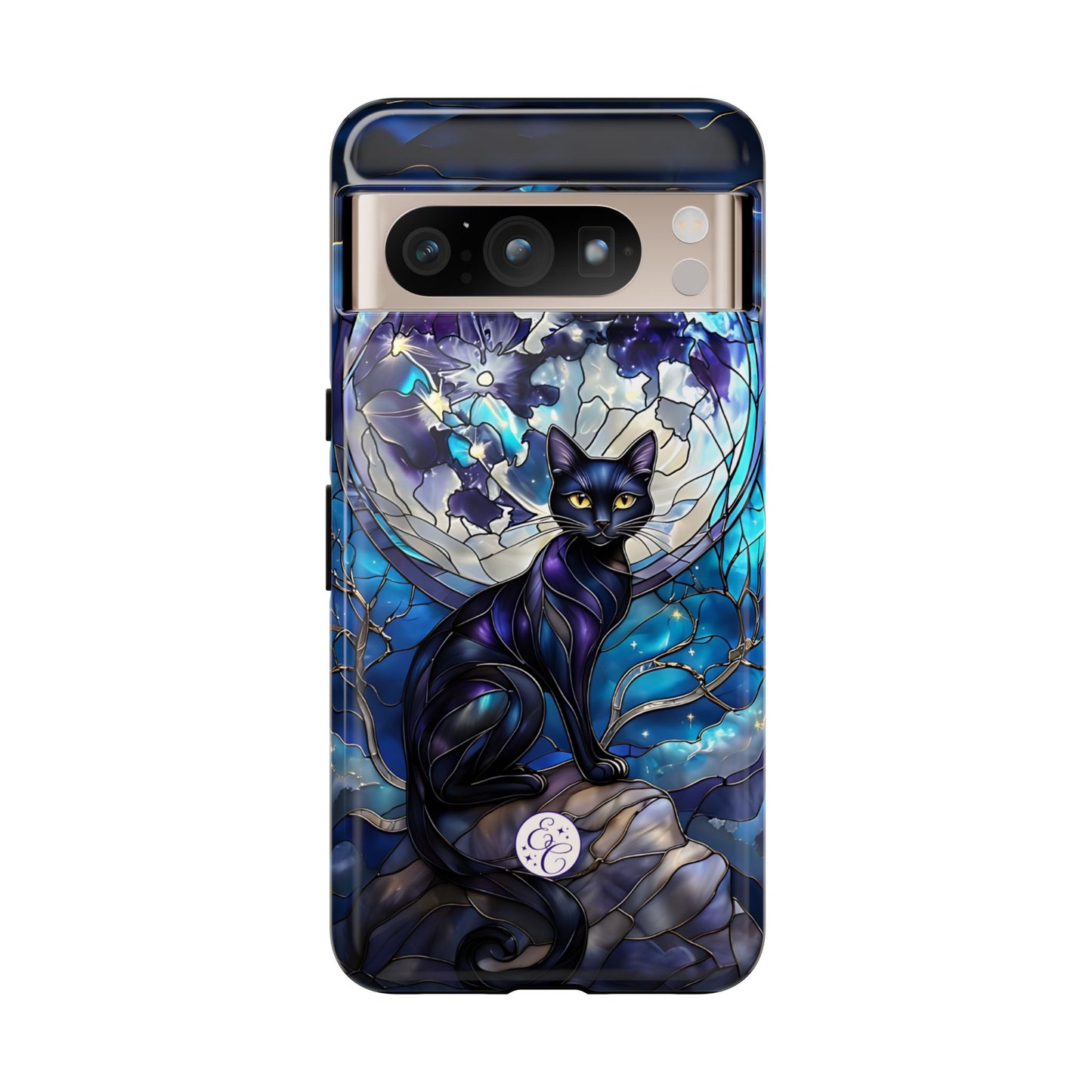 Stained Glass Black Cat Tough Phone Case