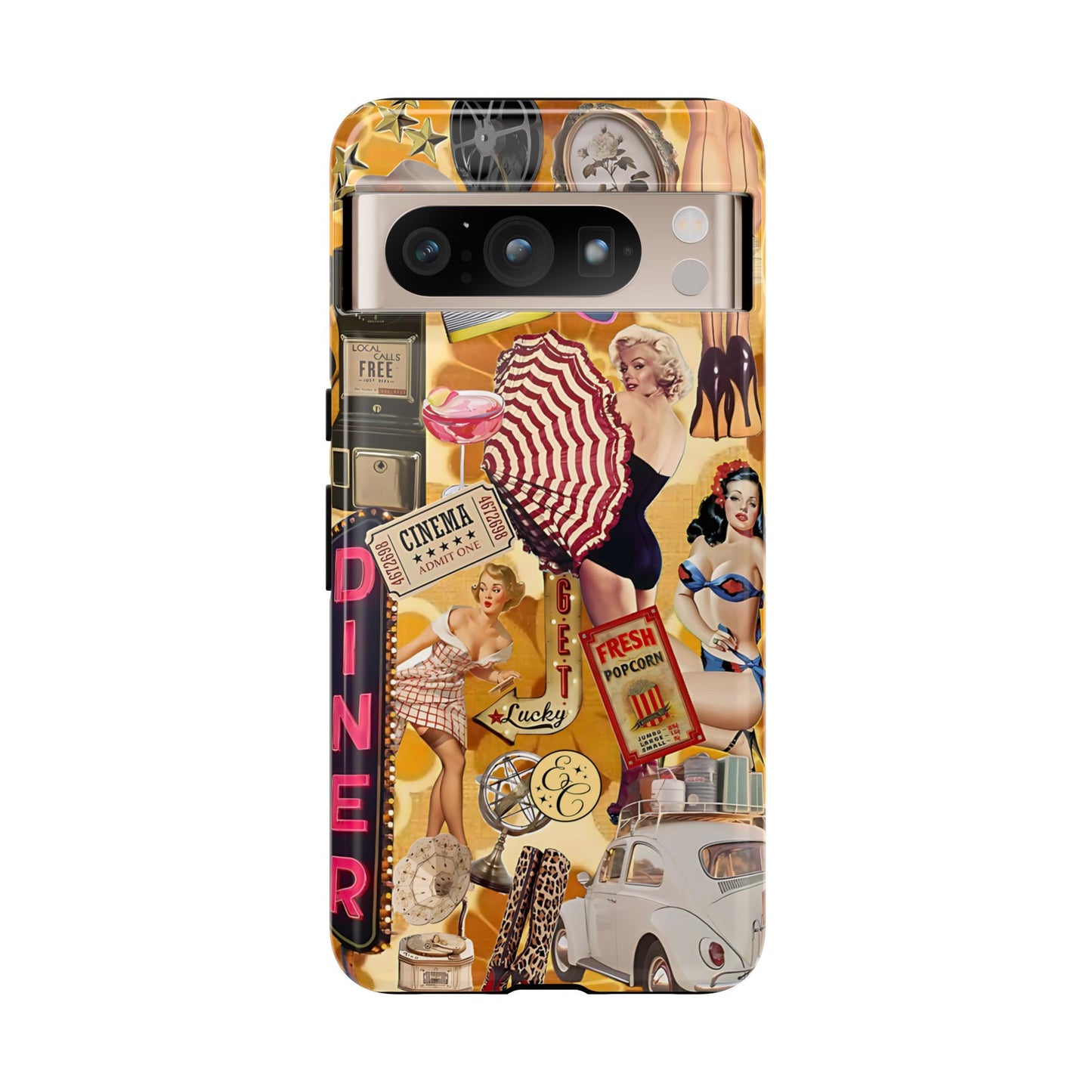 Retro Pin-up Collage Tough Phone Case