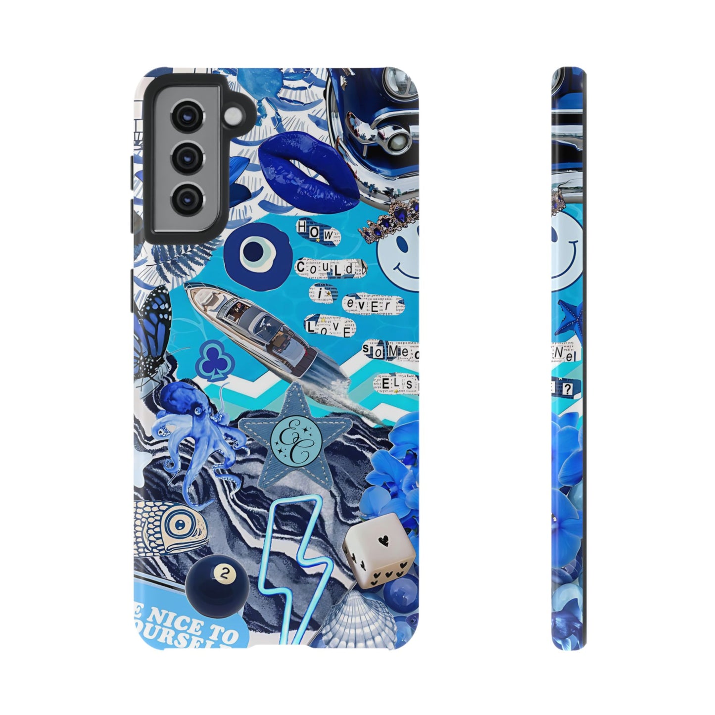 Eclectic Blue Collage Tough Phone Case