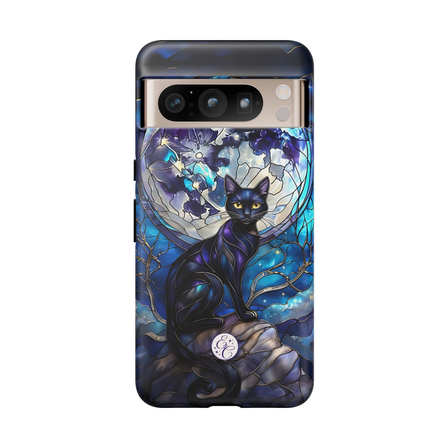 Stained Glass Black Cat Tough Phone Case