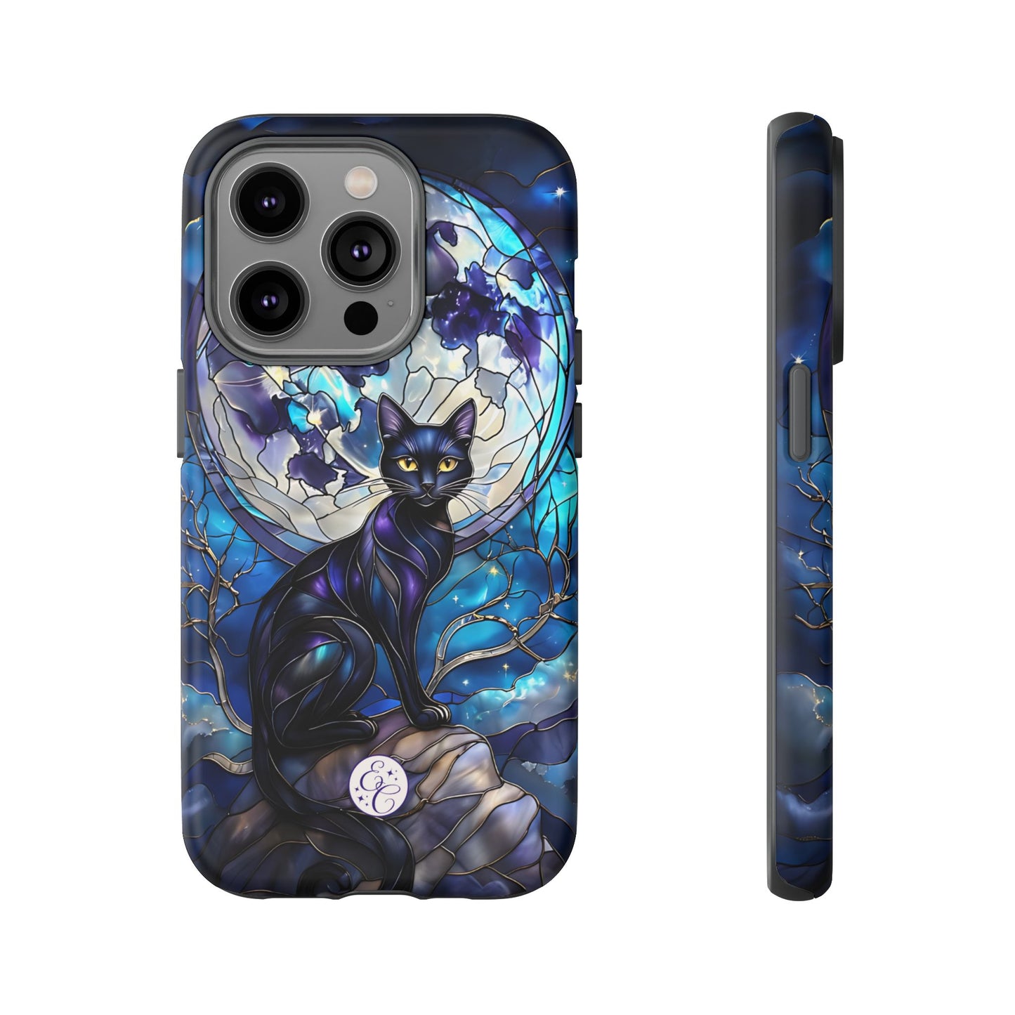 Stained Glass Black Cat Tough Phone Case