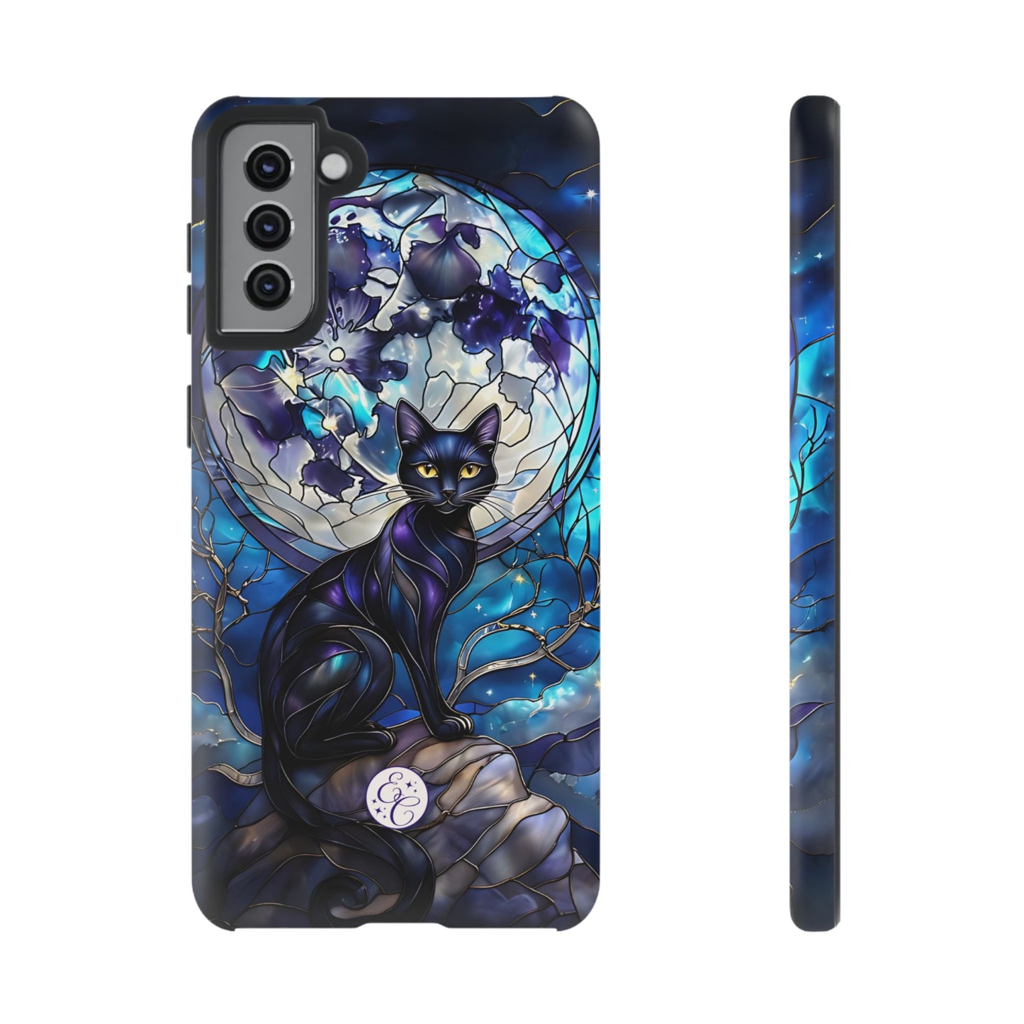 Stained Glass Black Cat Tough Phone Case
