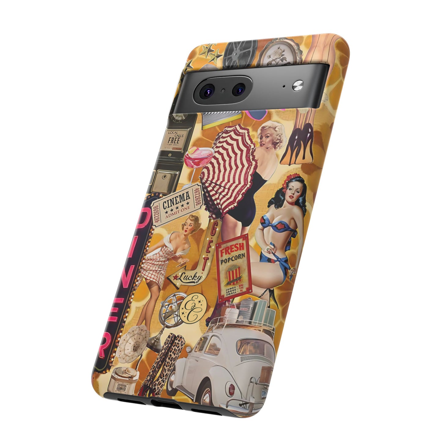Retro Pin-up Collage Tough Phone Case