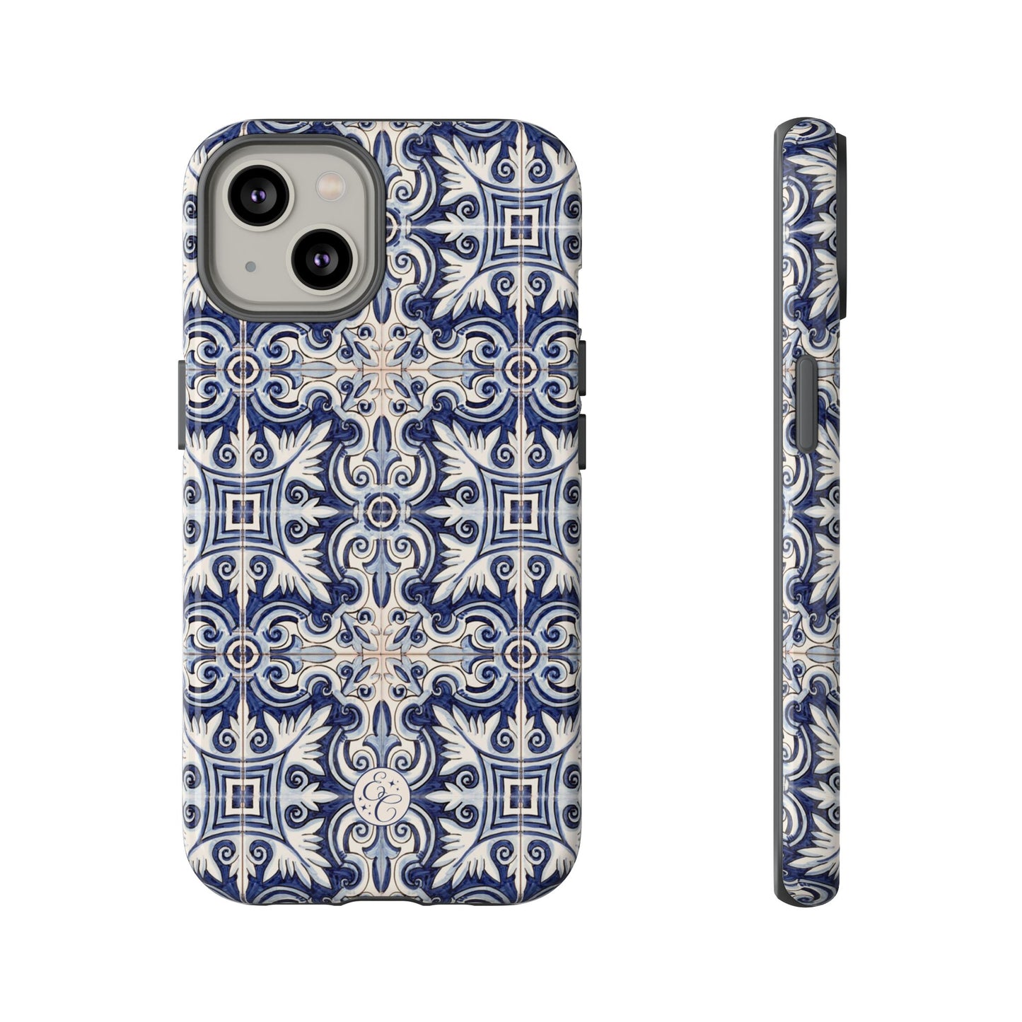 Mediterranean Floral Ceramic Pattern Tough Phone Case