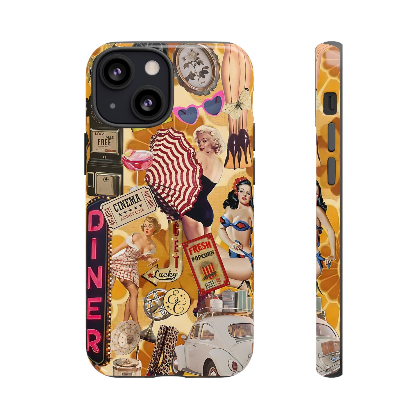 Retro Pin-up Collage Tough Phone Case